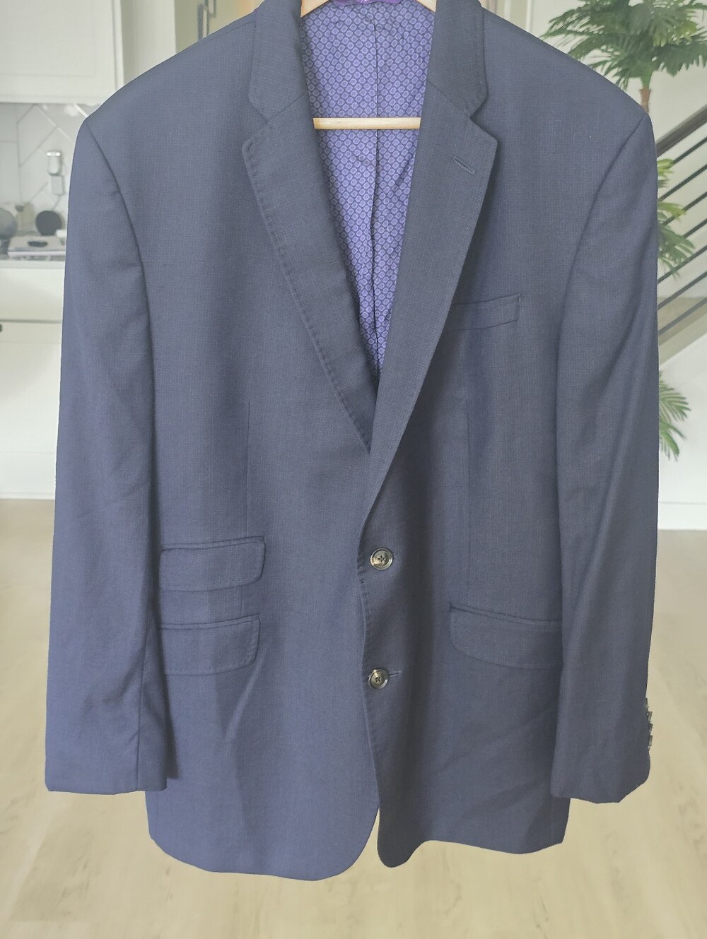 Ted Baker London Endurance 46R Navy 100% Wool Sport Coat Blazer Suit Jacket 2btn